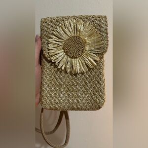 UNBRANDED Straw Sunflower Mini‎ Vacation Phone Crossbody Bag